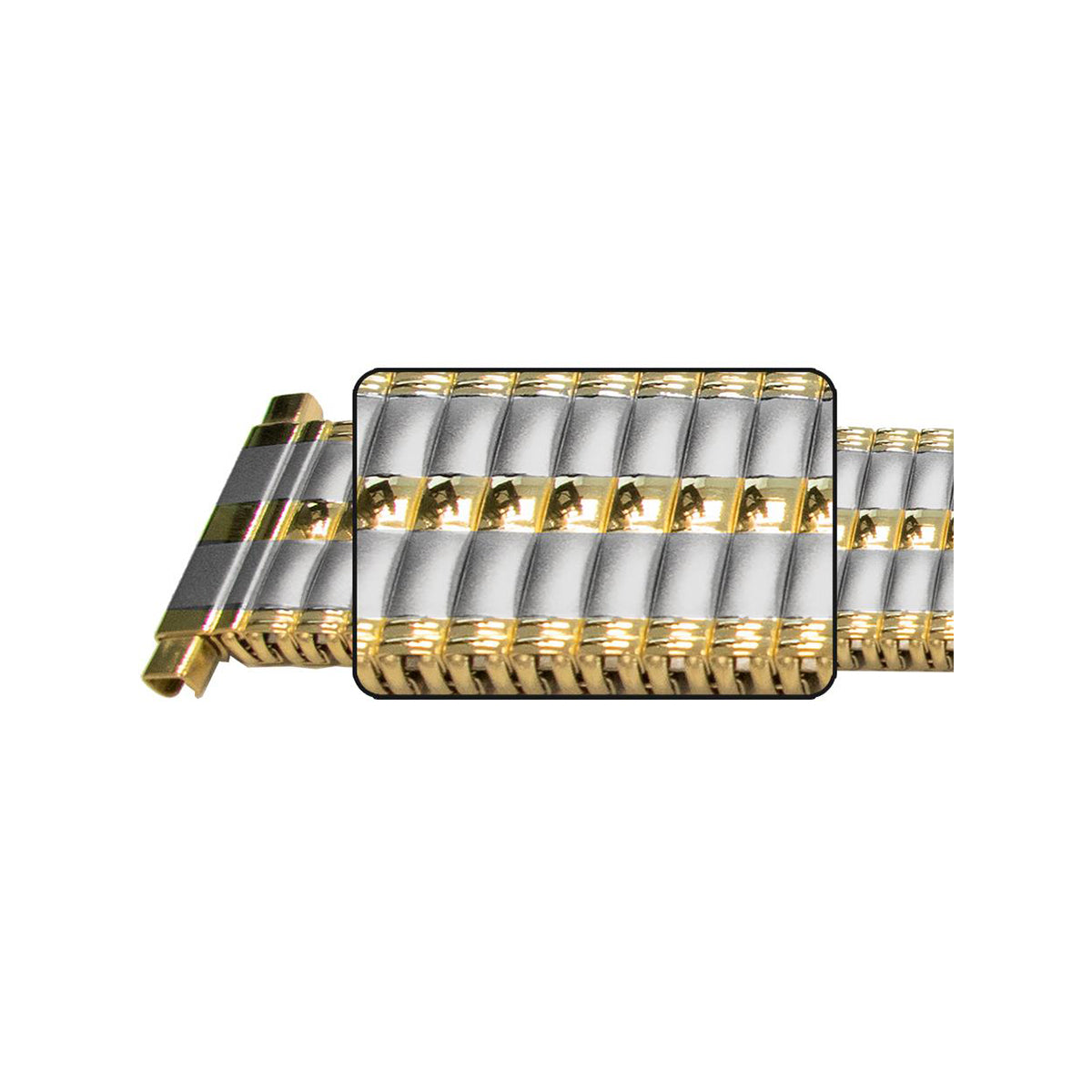 14mm) 16mm 18mm Catena Elasticizzata Cinturino Orologio Argento/Argento Oro/Oro Acciaio Satinato Cinturino Specchio