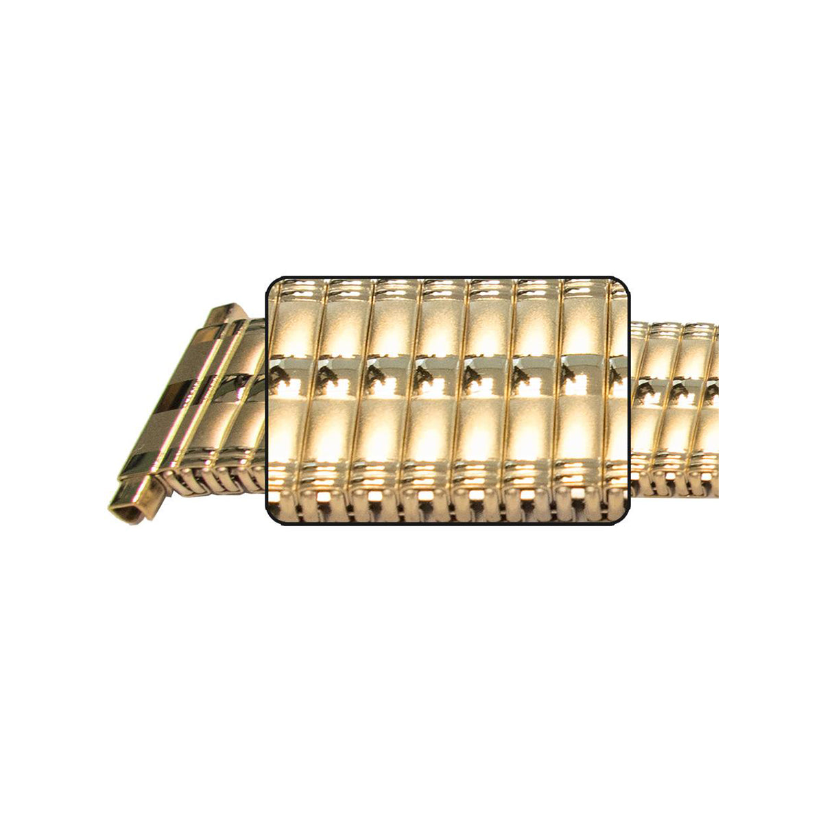 14mm) 16mm 18mm Cinturino per orologio a catena elastico Oro/Oro Acciaio satinato Specchio