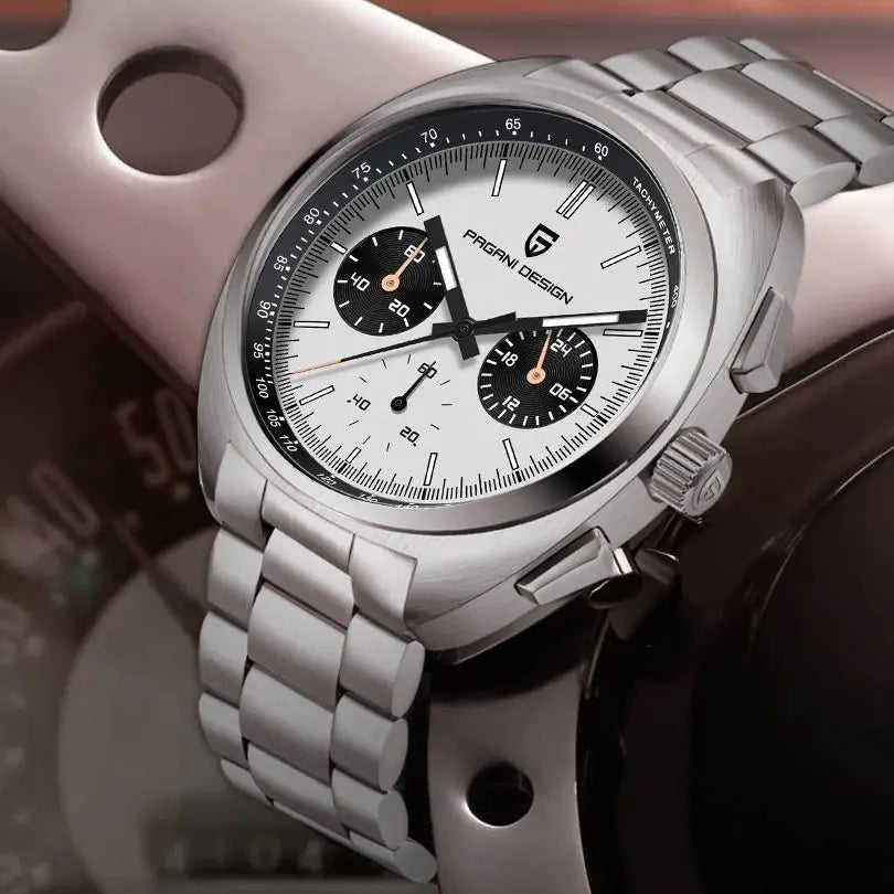 Orologio da uomo 39 mm Cronografo al quarzo - PAGANI DS Panda Dial VK63 Sapphire Sport