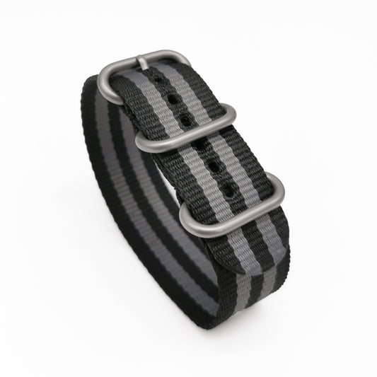 ZULU Nato Seatbelt Strap in Grey / Black Nylon / Satin Buckle - Special – Fine
