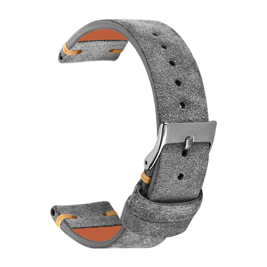 18mm 19mm 20mm 21mm 22mm 24mm Suede Leather Watch Strap, Vintage Grey Replacement Band, Handmade Stitching