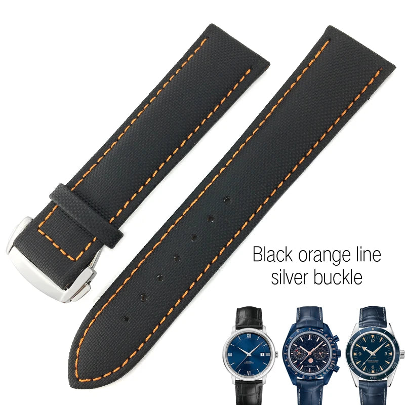 Cinturino di ricambio per orologio astronomico in tela e pelle per Omega Seam84300, Planet-Ocean SeATM, cinturino in nylon Hamilton, 20mm, 22mm, 19mm, 21mm