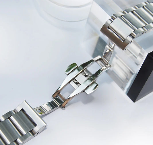 Men's Stainless Steel Watch Bracelet, 20mm, Brushed Silver, Solid, New Collection