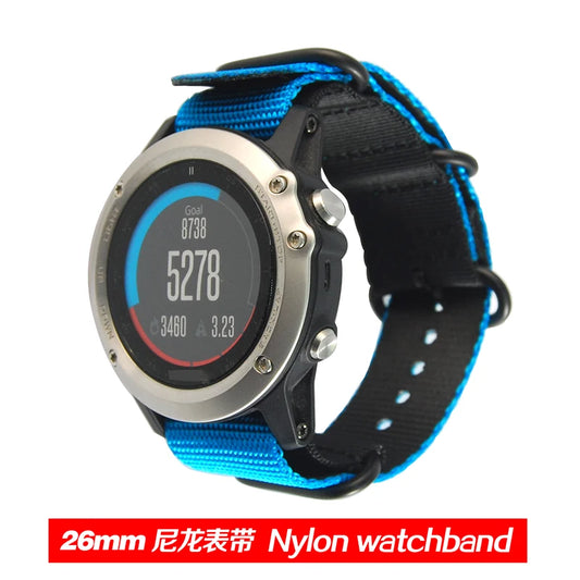 Bleu-noir allonger 24mm 26mm bracelet de montre tactique militaire plongée Nylon étanche
