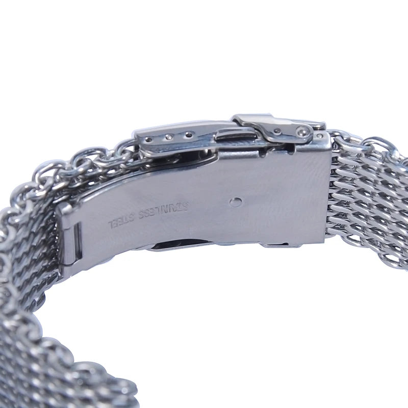 Cinturino per orologio di lusso in maglia d'acciaio inossidabile, cinturino per orologio color argento, ricambio per orologi, alta qualità, moda, 18mm, 20mm, 22mm, 24mm