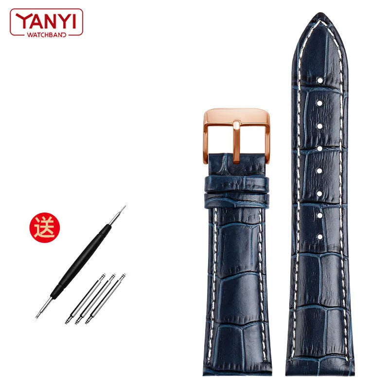 Bracelet en cuir véritable de vache, couche supérieure, 19 21mm 22mm, bleu foncé, pour Longines L 29094920 bracelet de montre bracelet de montres