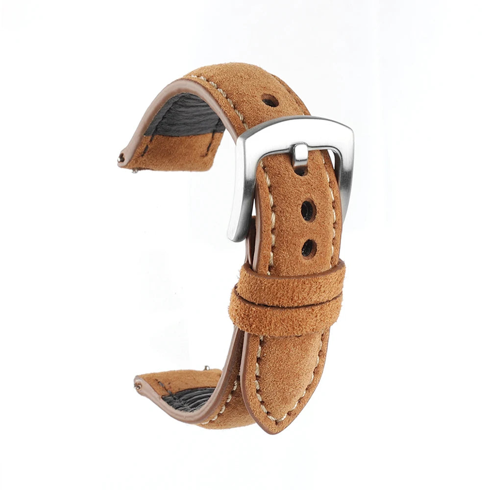 18mm 19mm 20mm 22mm Suede Leather Watch Strap, Vintage, Handmade, Gray Brown, Replacement Belts for Watch Accessories