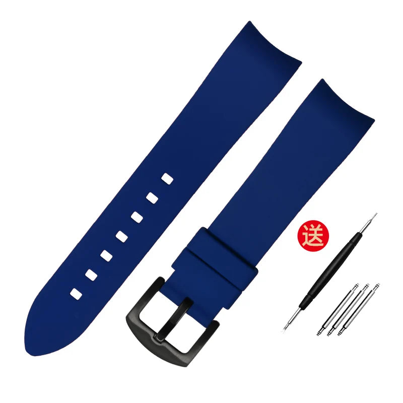 Bracelet de montre en caoutchouc à extrémité incurvée, 18mm 19mm 20mm 21mm 22mm 24mm, pour omega seiko rolex tissot Tudor