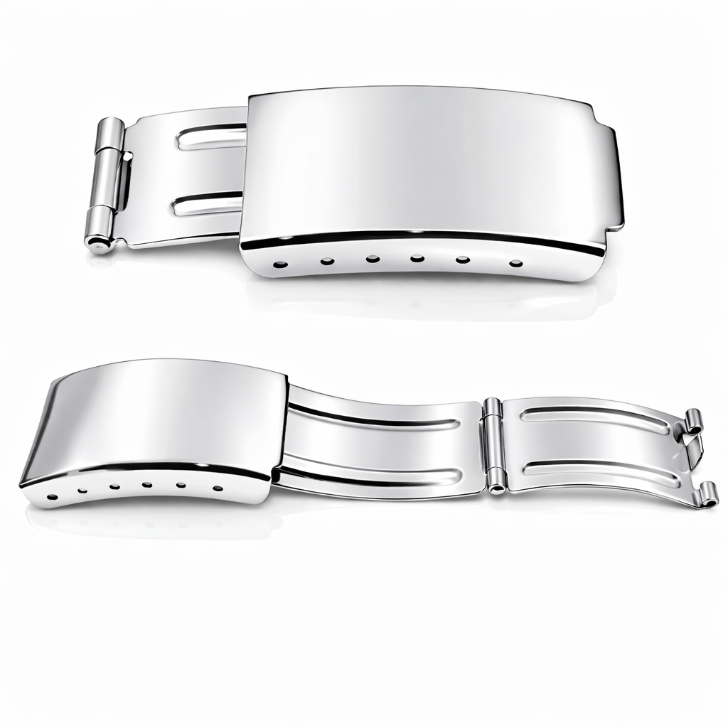 Boucle Déployante Vintage Argent Poli Miroir - Bracelet Montre - 1 Pc