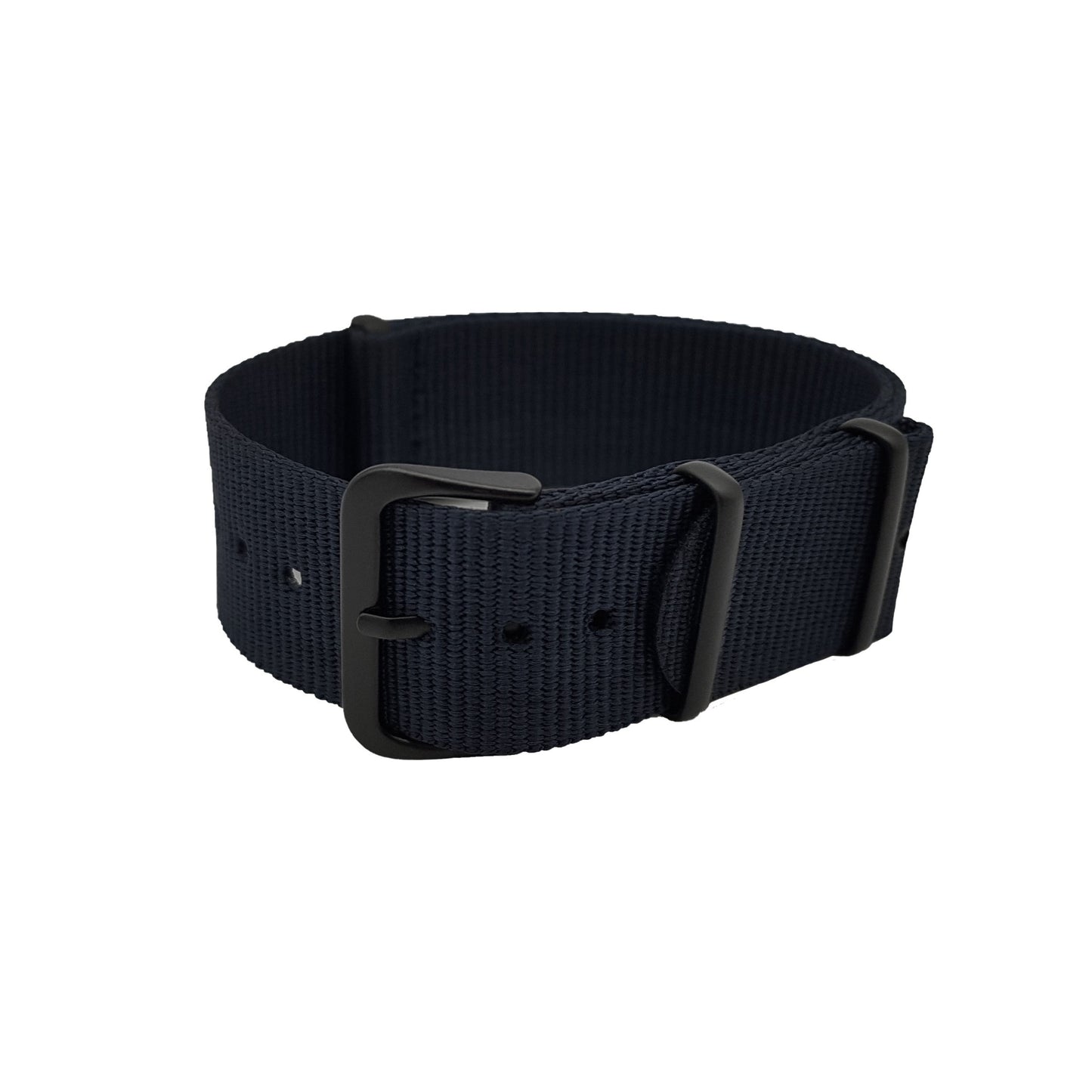 Masar Bracelet NATO 24mm Nylon Noir / Boucle Noir - Souple - Montres légères hommes femmes - Épaisseur 1mm