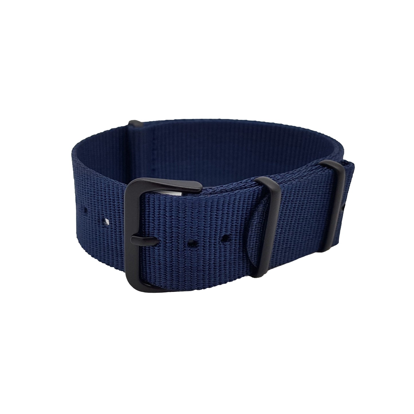 Masar Bracelet NATO 24mm Nylon Bleu Marine foncé / Boucle Noir - Souple - Montres légères hommes femmes - Épaisseur 1mm