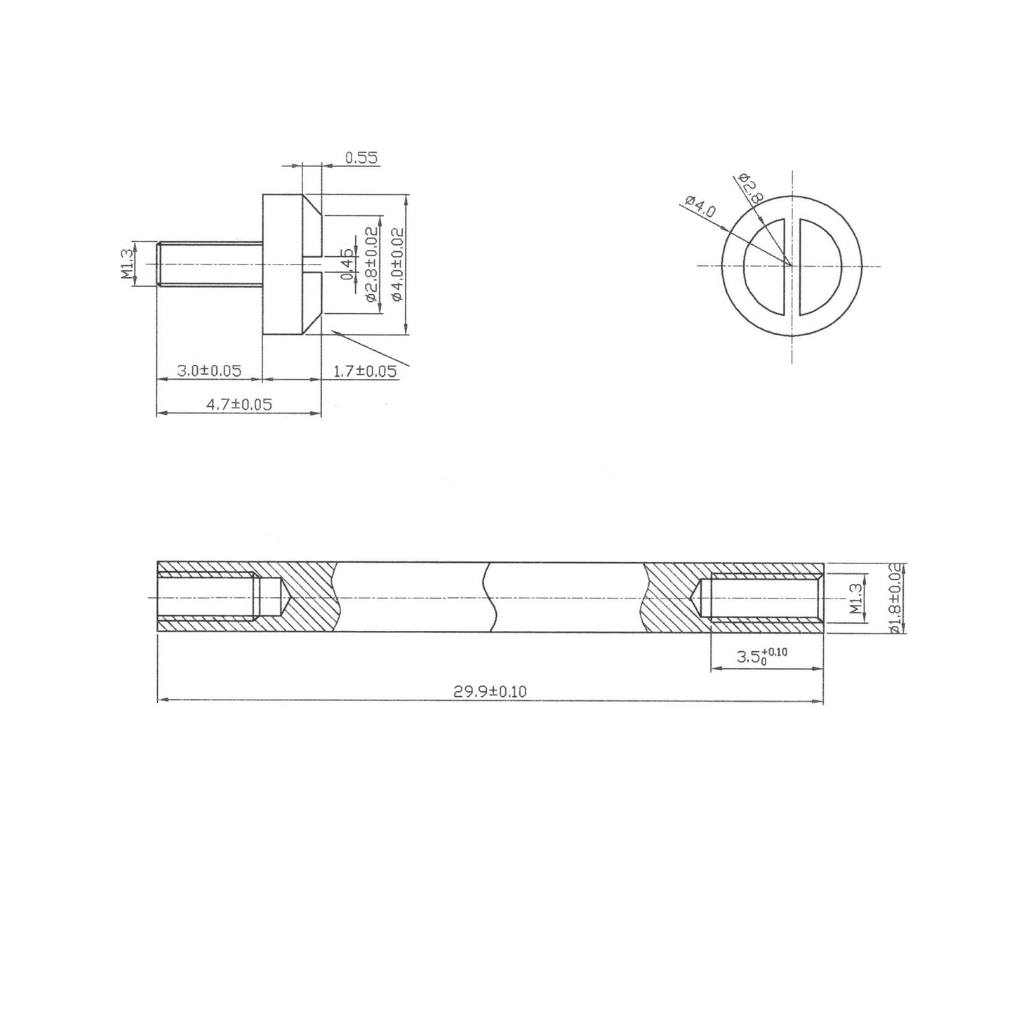 Tornillo - Compatible con Nixon 33mm 51-30 - Cabeza H 4.0mm - Fijación de correa de reloj - Acero inoxidable 316L