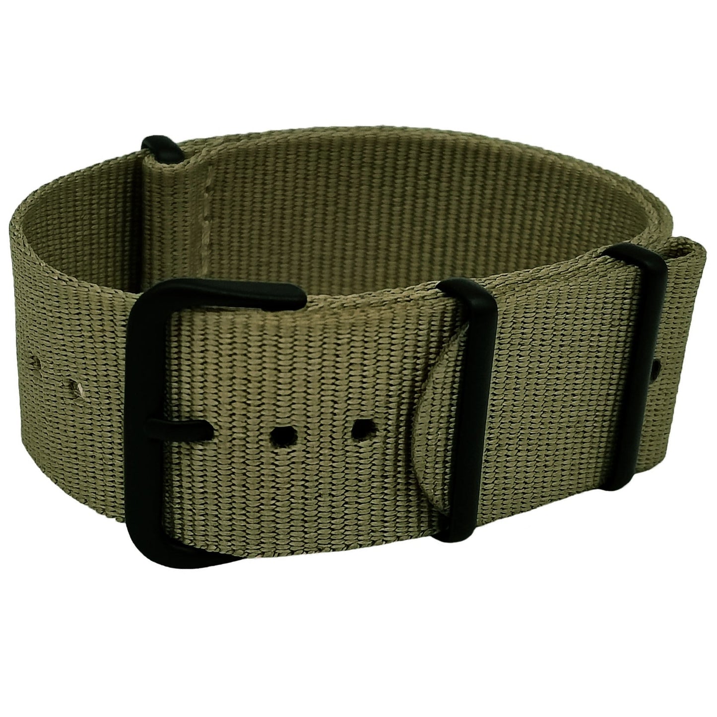 Masar Bracelet NATO 24mm - Vert - Olive / Boucle Noir - Souple - Montres légères hommes femmes - Épaisseur 1mm