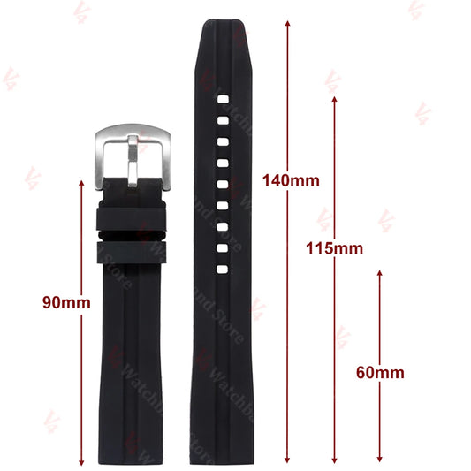 Cinturino per orologio in gomma a lunghezza estesa per Seiko, misura grande, lungo, in silicone, 18/20/22/24 mm, cinturino sportivo morbido per Rolex