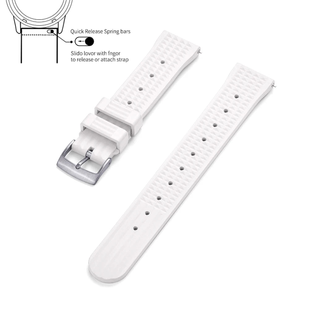 JUELONG – bracelets de montre en caoutchouc gaufré FKM, à dégagement rapide, étanche, Durable, en caoutchouc fluoré, 20mm 22mm, pour montre de plongée traditionnelle