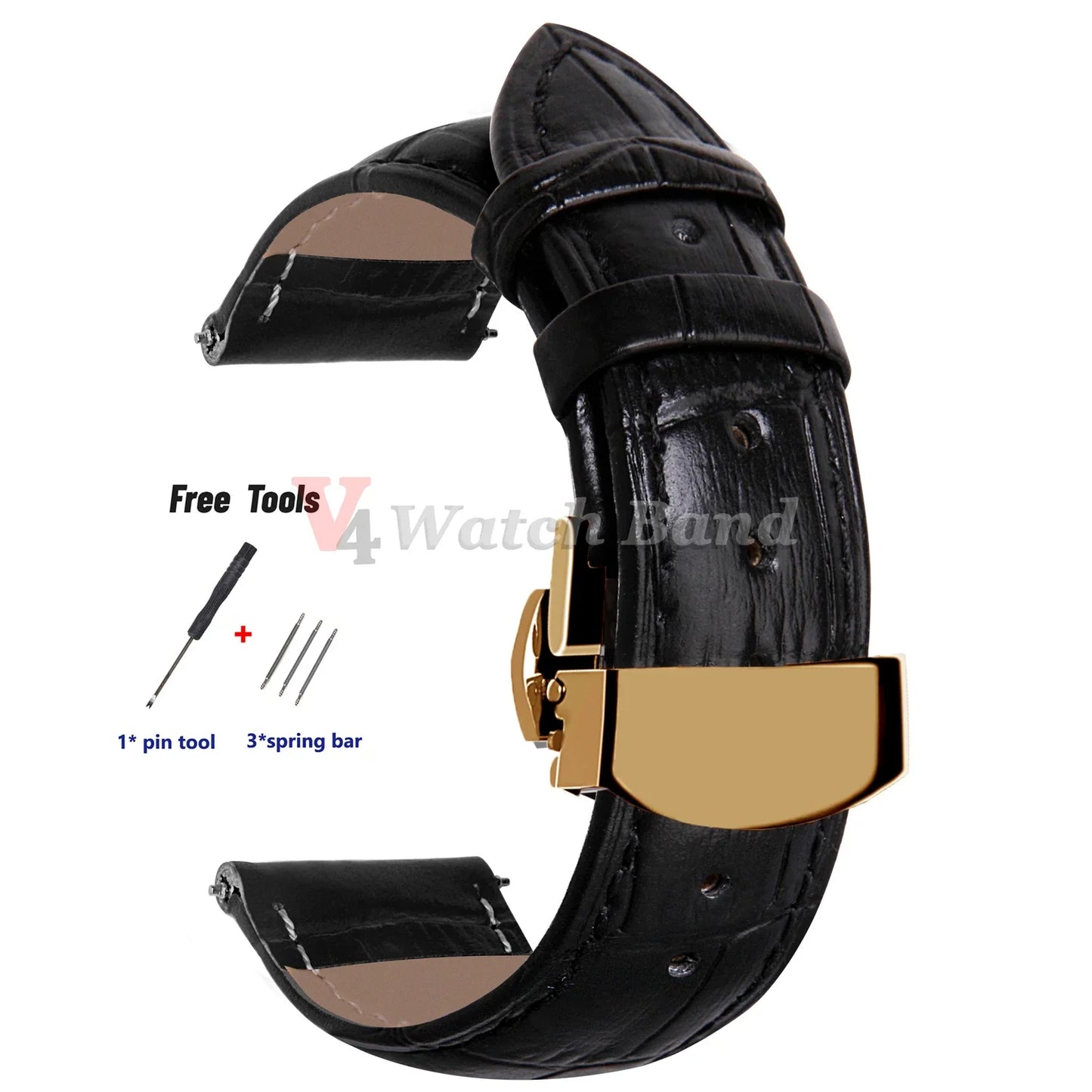 Cinturino per orologio 18 mm 20 mm 22 mm 24 mm, motivo coccodrillo, per Omega, cinturino da polso per Seiko Vintage, fibbia a farfalla di ricambio