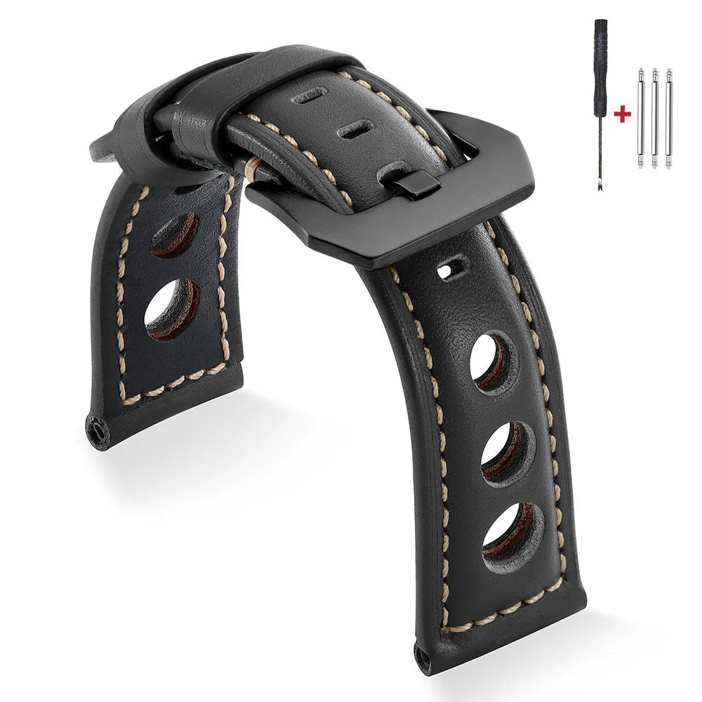 Bracelet de montre Vintage en cuir de vache, 20mm 22mm 24mm 26mm, bracelet de montre en cuir véritable pour femmes et hommes, ceinture avec boucle ardillon