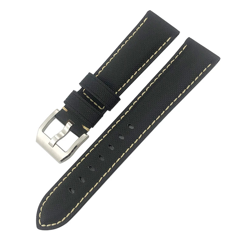 Cinturino per orologio in vera pelle con fibbia ad ardiglione, tessuto in nylon, adatto per orologi IWC, Spitfire Pilot Mark 18 TOP GUN Strap, 20mm, 21mm, 22mm
