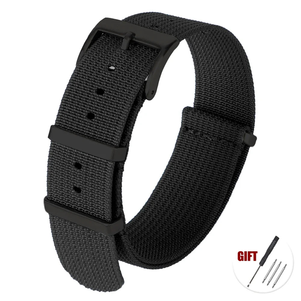 Cinturino per orologio in Nylon di alta qualità 20mm 22mm per orologio militare casual, fibbia nera, ricambio per cinturino sportivo militare, marrone, verde