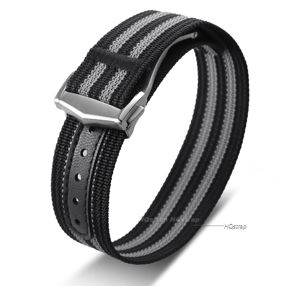 Bracelet en Nylon nervuré de 20mm pour Omega pour Swatch pour Moonswatch, boucle pliante en acier inoxydable, bracelet de montre de remplacement pour hommes et femmes