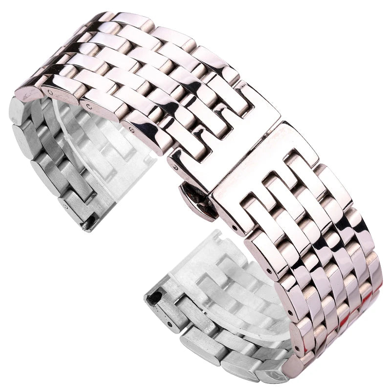Bracelet de montre en acier inoxydable, 20mm 22mm, pour hommes et femmes, extrémité droite, argent, Rose, or, fermoir, accessoires