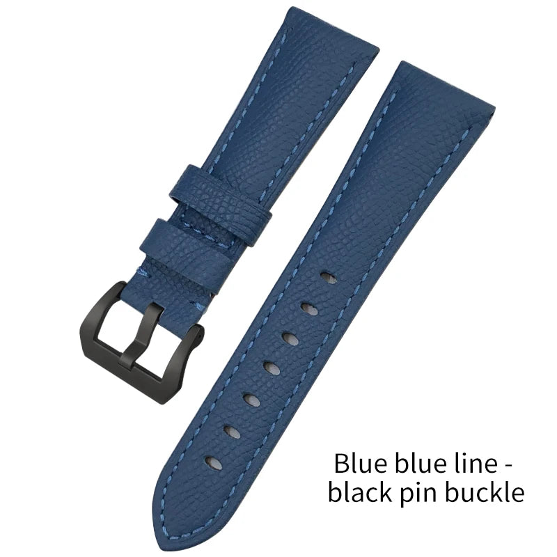 Men's 22mm Blue Cowhide Genuine Leather Watch Strap for PANERAI LUMINOR 1950 GMT SUBMERSIBLE PAM00688 00927 Pin Buckle Band