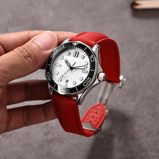 Cinturino universale per orologio in gomma FKM, adatto per Cartier Santos Tank Omega Swatch, 20mm 21mm 22mm, a sgancio rapido, con fibbia deployante Omega
