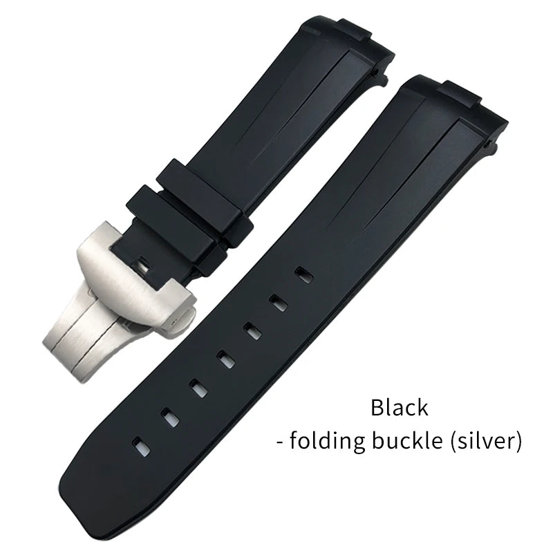 Cinturino per orologio in gomma naturale con estremità ricurva da 24mm per Panerai LUMINOR SUBMERSIBLE PAM, in silicone, impermeabile, fibbia a farfalla