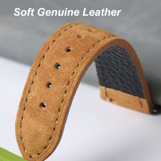 18mm 19mm 20mm 22mm Vintage Suede Cowhide Handmade Watch Strap Grey Brown Green Quick Release Watch Band for Men Women