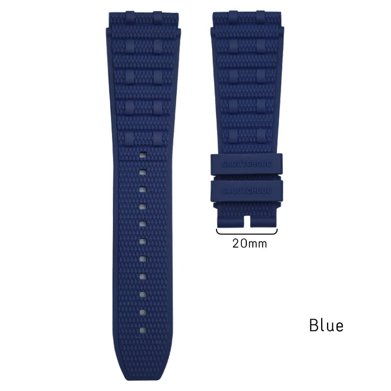 Natural Bubber watch strap 24mm, for Breitling Chronomat B01, black, green, blue, brown, soft fluorinated Silicone, 22mm