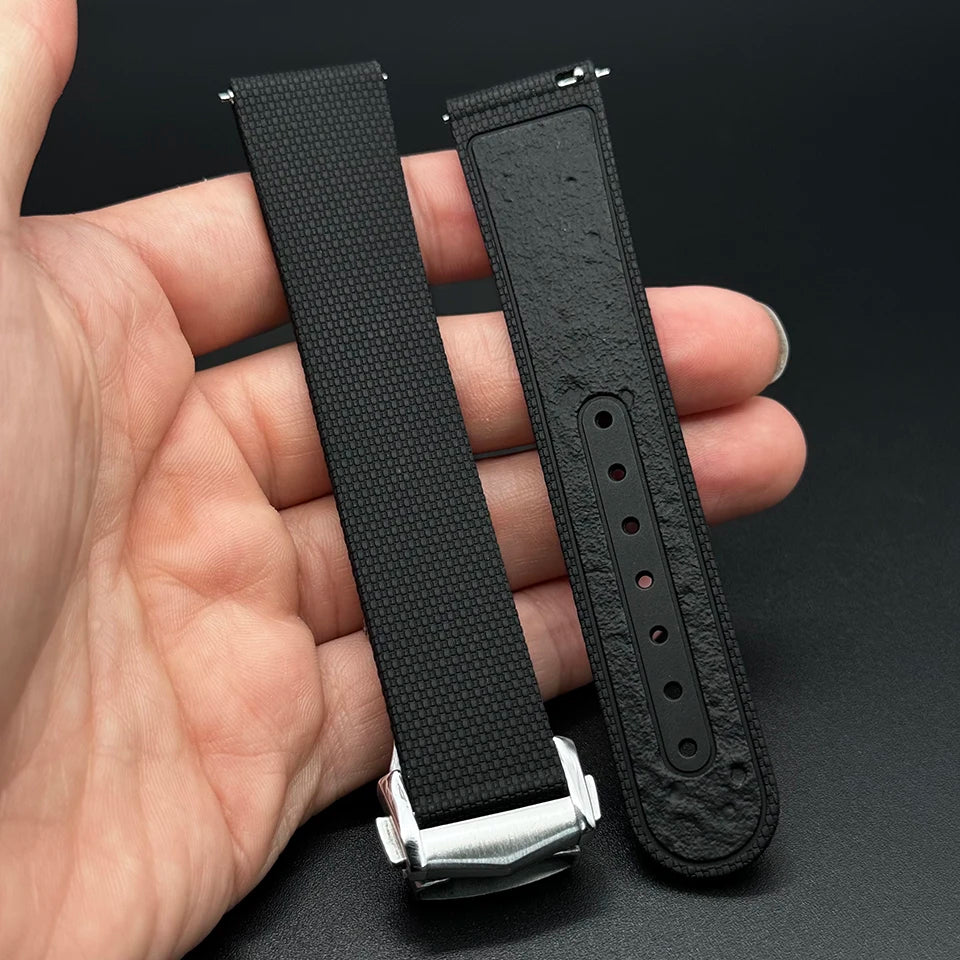 Cinturini per orologi sportivi da uomo e donna a sgancio rapido, nero, grigio, 20mm, bianco, FKM, in gomma, per Omega Swatch Moonswatch