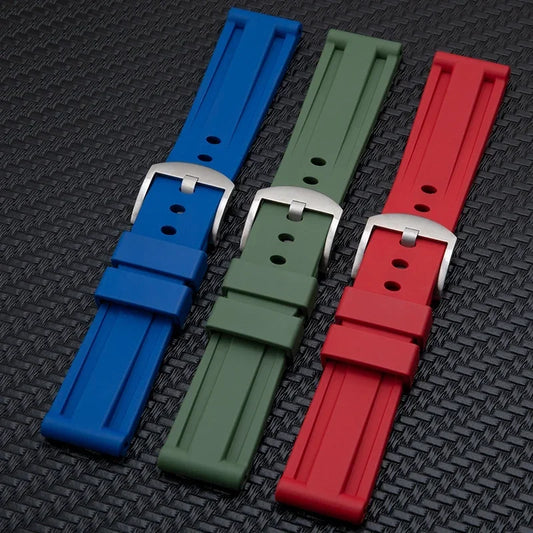 Accessoires intelligents universels, bracelet de montre en caoutchouc FKM souple de 22/24mm, adapté au bracelet Panerai, boucle à ardillon PAM441/111