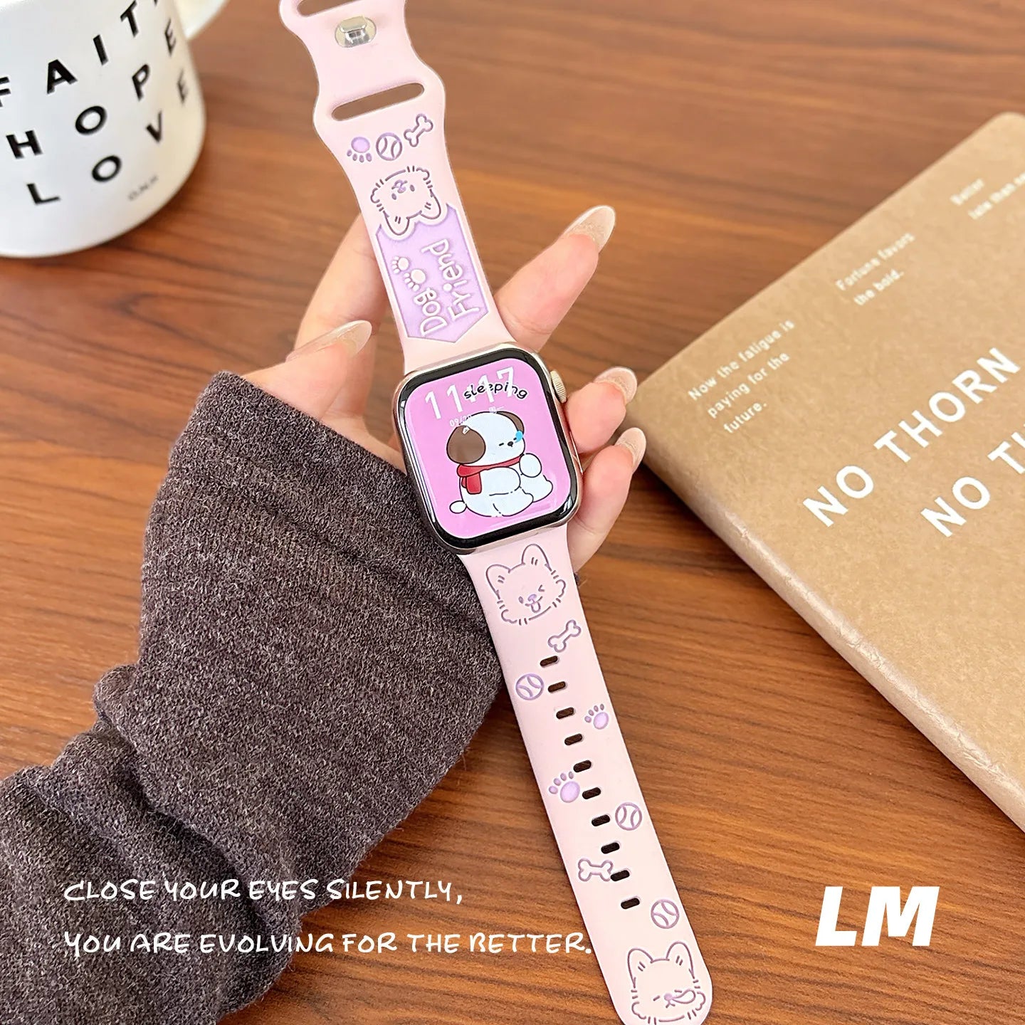 Bracelet mignon pour chiot pour Apple Watch S11 S10 S9 Ultra 2 3 | Bracelet en silicone respirant pour couple, compatible avec iWatch 49 46 45 44 42 40 38 mm