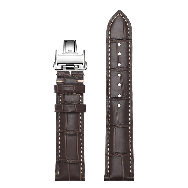 Cinturino per orologio in vera pelle per Longines, accessori, cinturini per orologi, chiusura a farfalla, cinturino da polso 18 19 20 21 22 mm