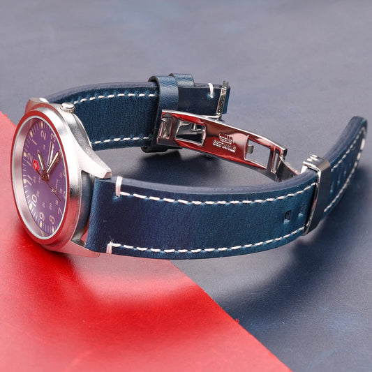 Quick Release Genuine Leather Watch Band Strap, 7 Colors, 18 20 22 24mm, with Butterfly Buckle
