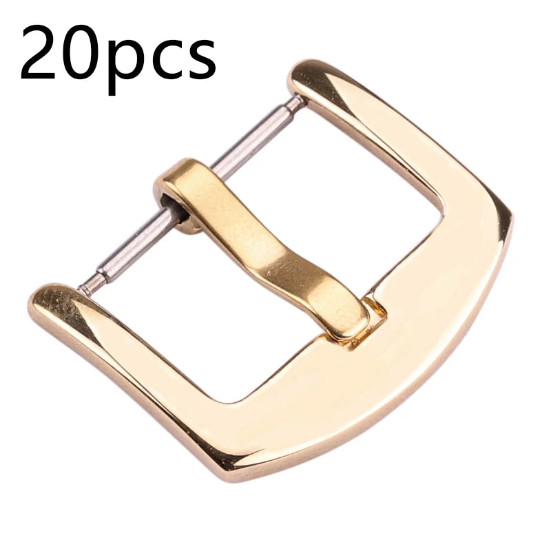Boucles de bracelet de montre en métal, fermoirs en acier inoxydable, argent, noir, or, accessoires, vente en gros, 18mm, 20mm, 22mm, 24mm, 20 pièces