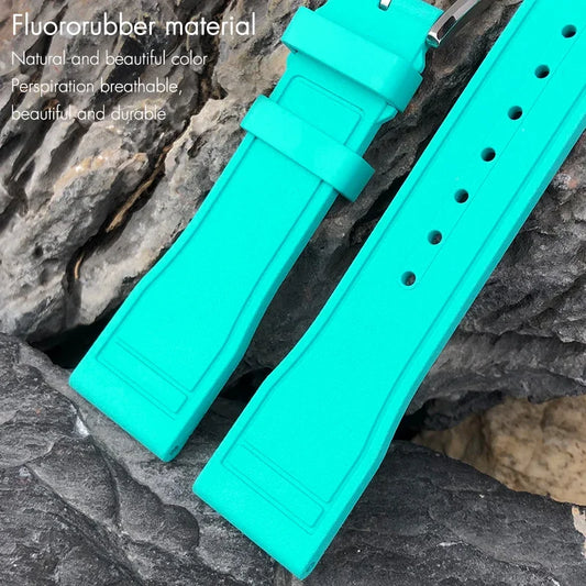 Cinturino per orologio in caucciù naturale 20mm 21mm 22mm per orologi IWC Big Pilot's IW3881 IW3777, cinturino in fluororubber morbido verde giallo colorato