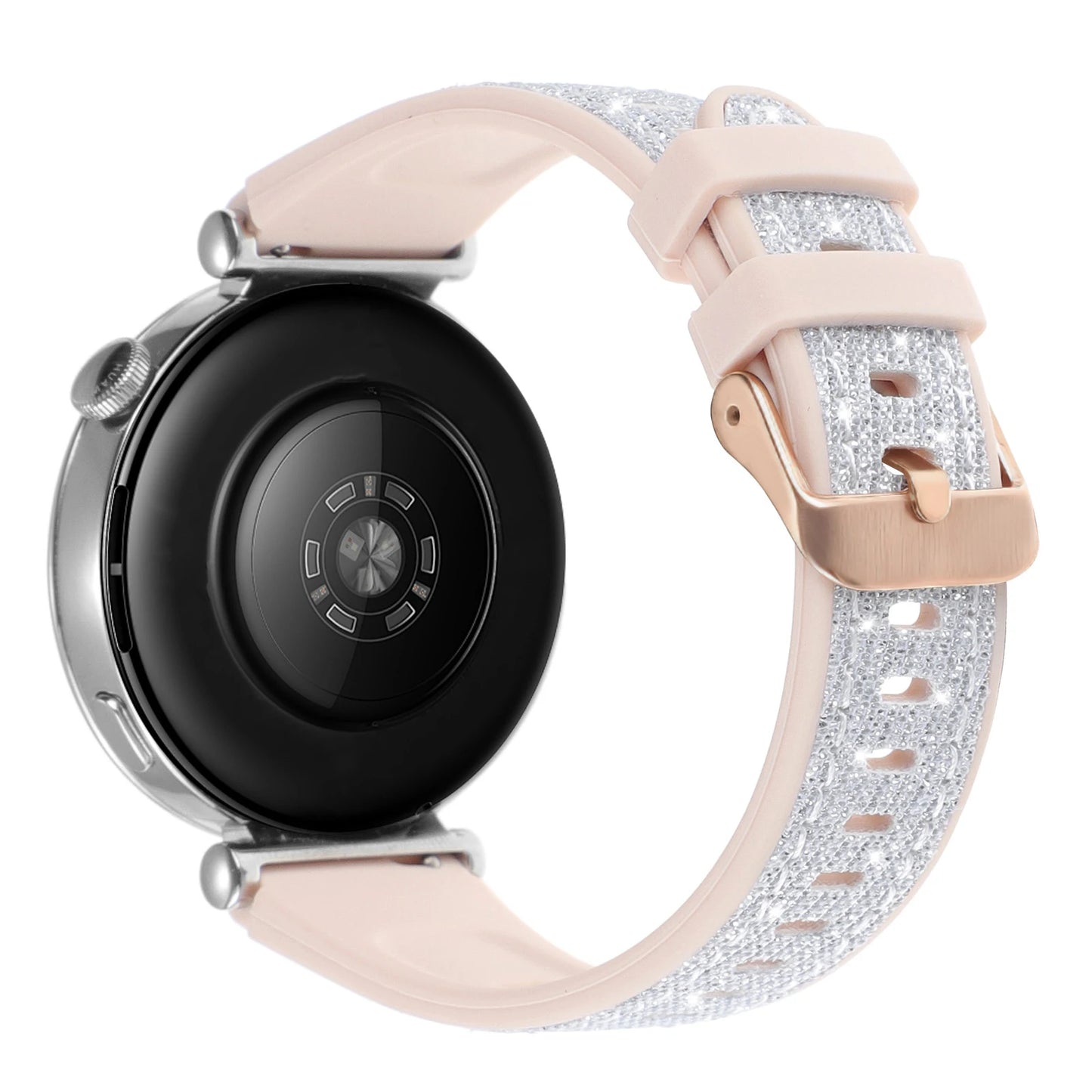 Cinturino in silicone glitterato da 18mm per Huawei Watch GT6/5/4, compatibile con 41mm, cinturino casual da donna, delicato sulla pelle, comodo e traspirante
