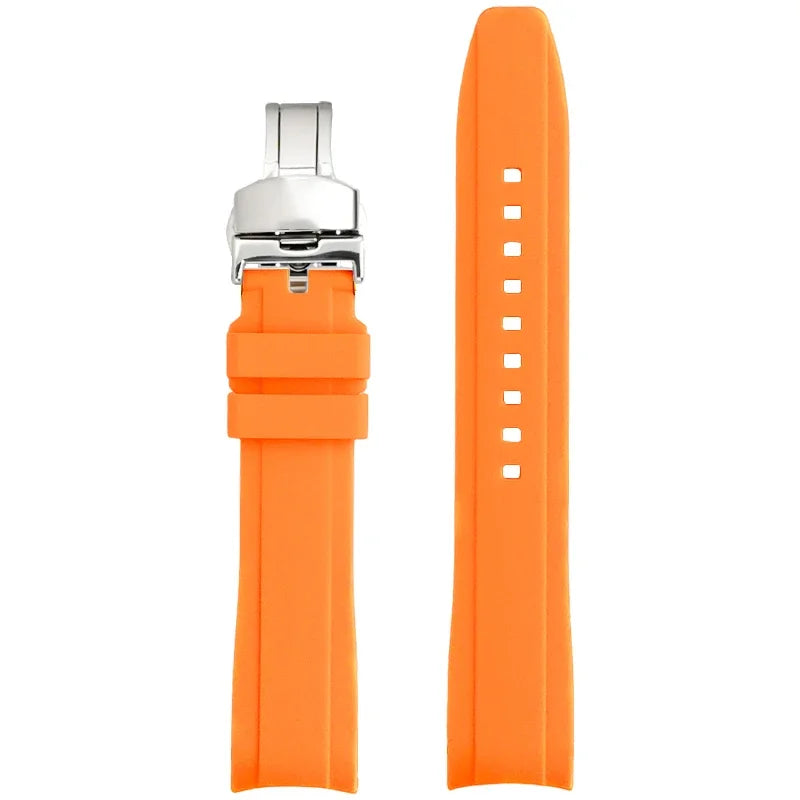 High Resistance Silicone Bracelet for Men and Women, 18/19/20/21/22mm, Universal Curved End, Butterfly Buckle, Watch Strap for Tissot 1853