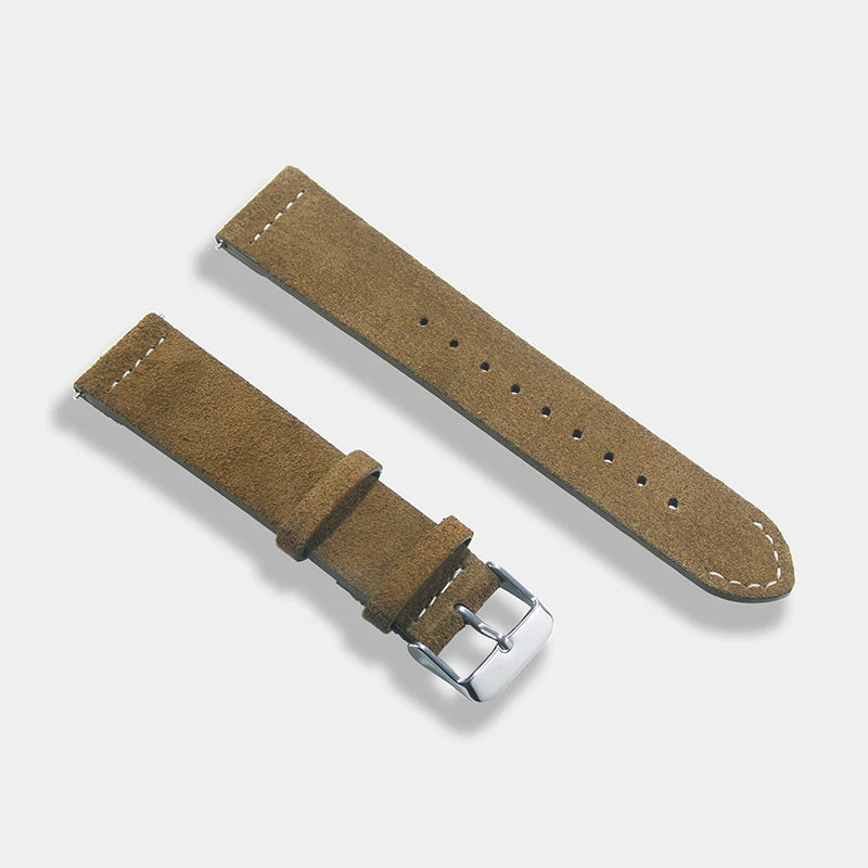 Bracelet de montre en cuir suédé véritable, vintage, 20mm, 22mm
