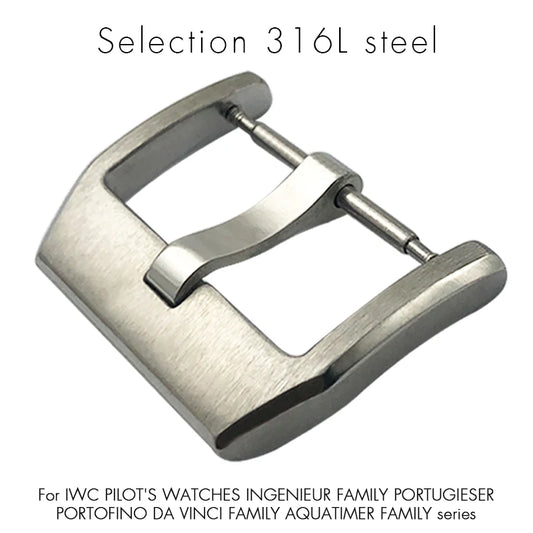 Structure de déploiement en acier inoxydable SION L, bracelet de montre en cuir, fermoir pliant, or rose, caoutchouc, marque pilote IWC, portugais, 18mm