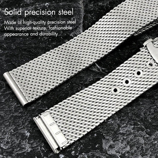 Premium Stainless Steel Milanese Watch Strap for Omega Seamaster Aqua Terra Speedmaster 19/20mm, Double Safety Clasp Replacement Band
