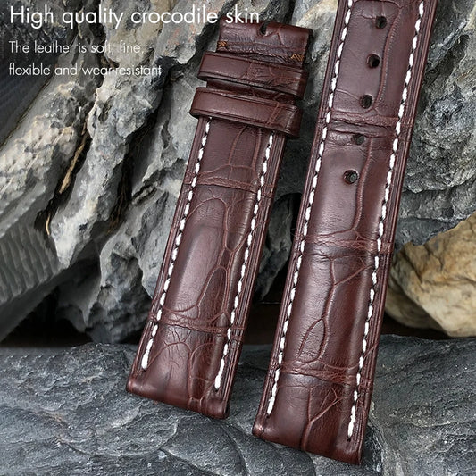 Bracelet de montre luxueux en cuir de crocodile, 19mm, 18mm, 20mm, 21mm, 22mm, pour Longines Master, boucle papillon, pour femmes et hommes