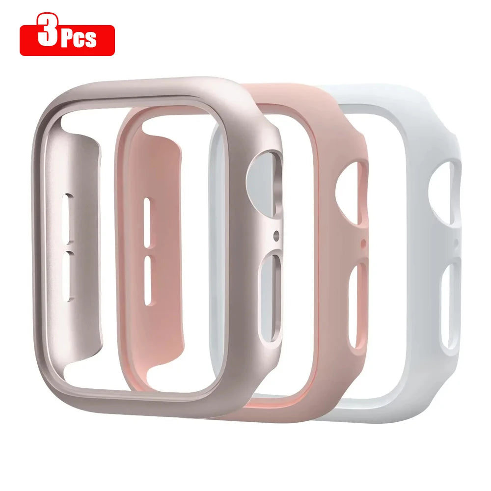 3件套 Apple Watch 硬壳保护套,适用于 45mm 41mm 38mm 42mm 40mm 44mm,磨砂保护边框,兼容 iWatch SE 9 8 7 6 5 4 3 2