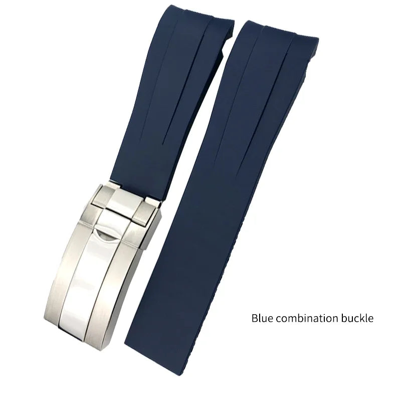 Cinturino per orologio in gomma e silicone di alta qualità da 21 mm, di ricambio per Rolex Sea Dweller, sfumatura blu, cinturino DEEPSEA, strumenti gratuiti
