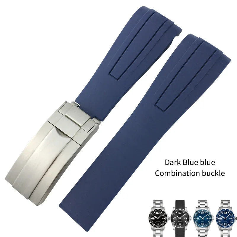 Bracelet de montre en caoutchouc fluoré en Silicone de haute qualité 19mm 20mm 21mm pour Longines hydroconquest L3 Conquest sport bracelet de montre de plongée