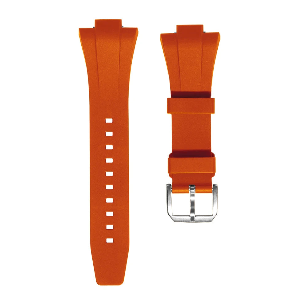 Ajustement parfait pour le bracelet en caoutchouc Tissot PRX 40 FKM avec fermoir à ardillon argenté - 12 mm pour les bracelets de montre Powermatic 80 (unisexe)