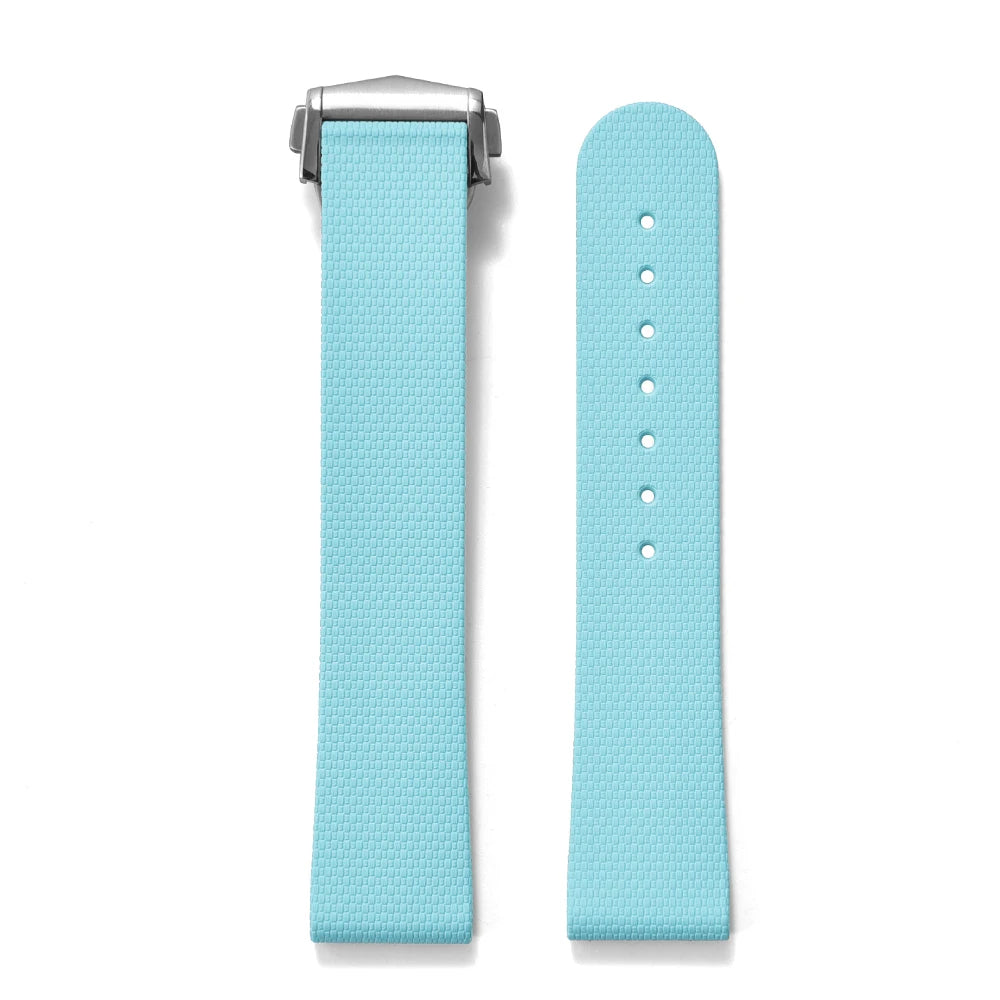 STAPELP suitable for Omega Swatch 20mm universal watch straps Black Blue FKM Rubber Quick Release Watch Band with Omega Folding Clasp