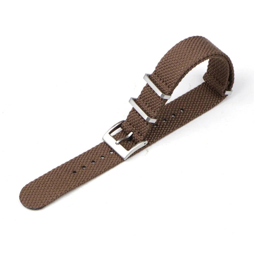 Bracelet en Nylon mélangé de coton doux 20mm 22mm bracelet de montre Vintage noir marron bracelet ceinture avec acier inoxydable