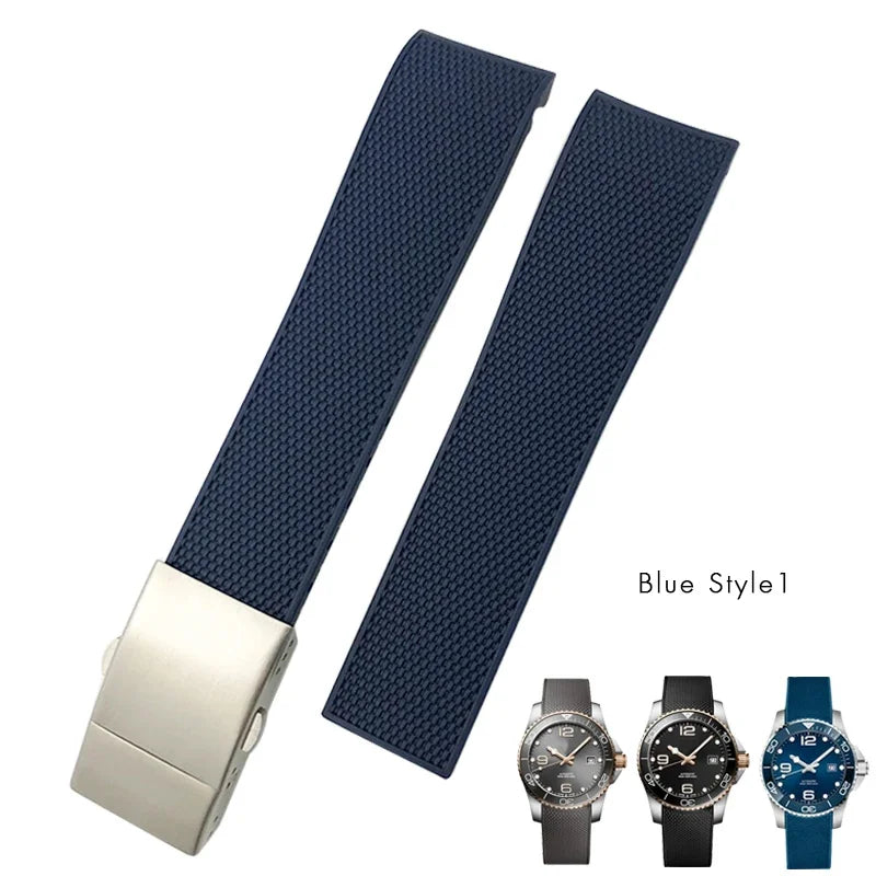 Cinturino per orologio in gomma di alta qualità, 19 mm 20 mm 21 mm 22 mm, adatto per Longines Hydroconquest L3 780 781 782 841, cinturino in silicone impermeabile